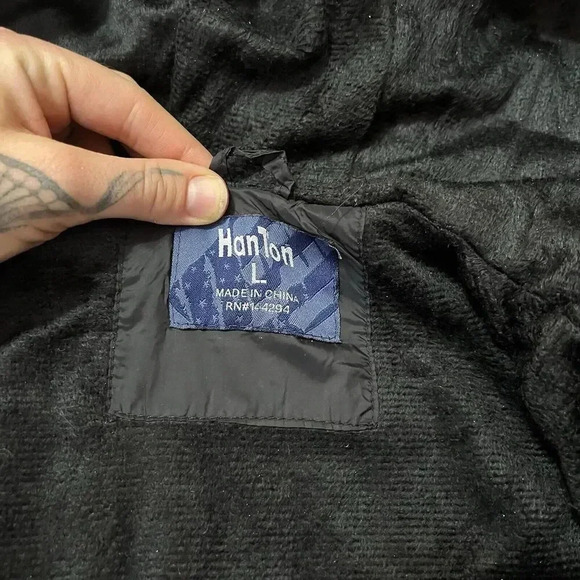 Hanton Men's Polyfill Puffer Jacket Black L Full Zip Pockets Soft Shell Packable - Picture 8 of 12